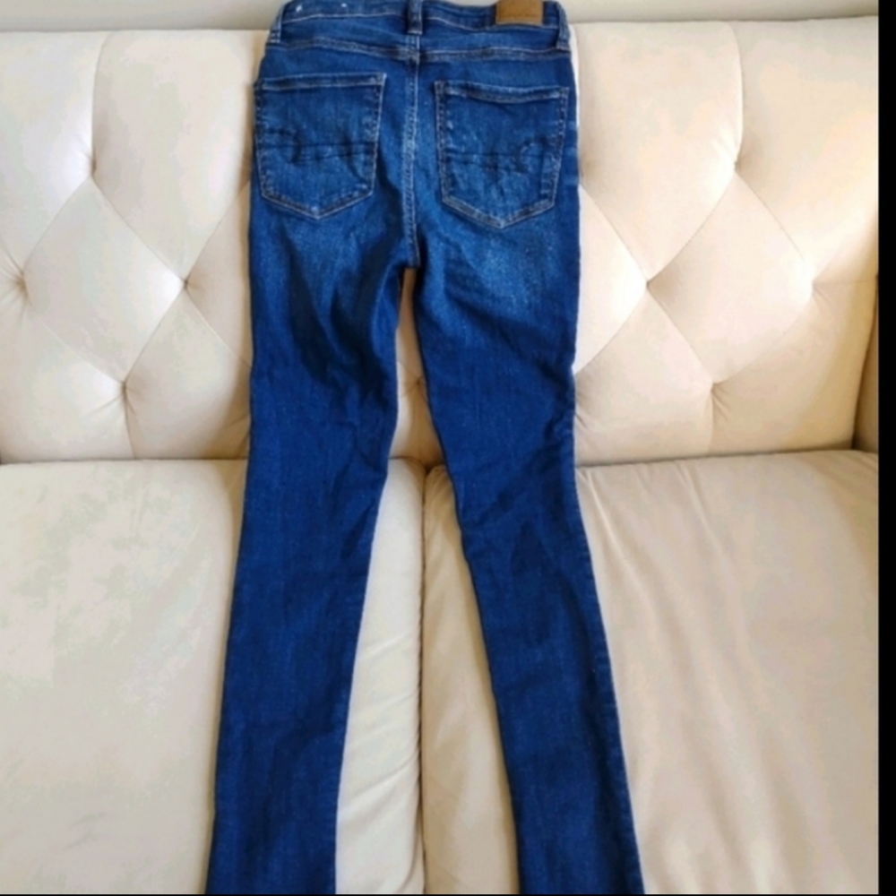 American Eagle Super Hi-Rise Crop Jegging Size 2 Denim Skinny Jeans AE - Picture 3 of 10